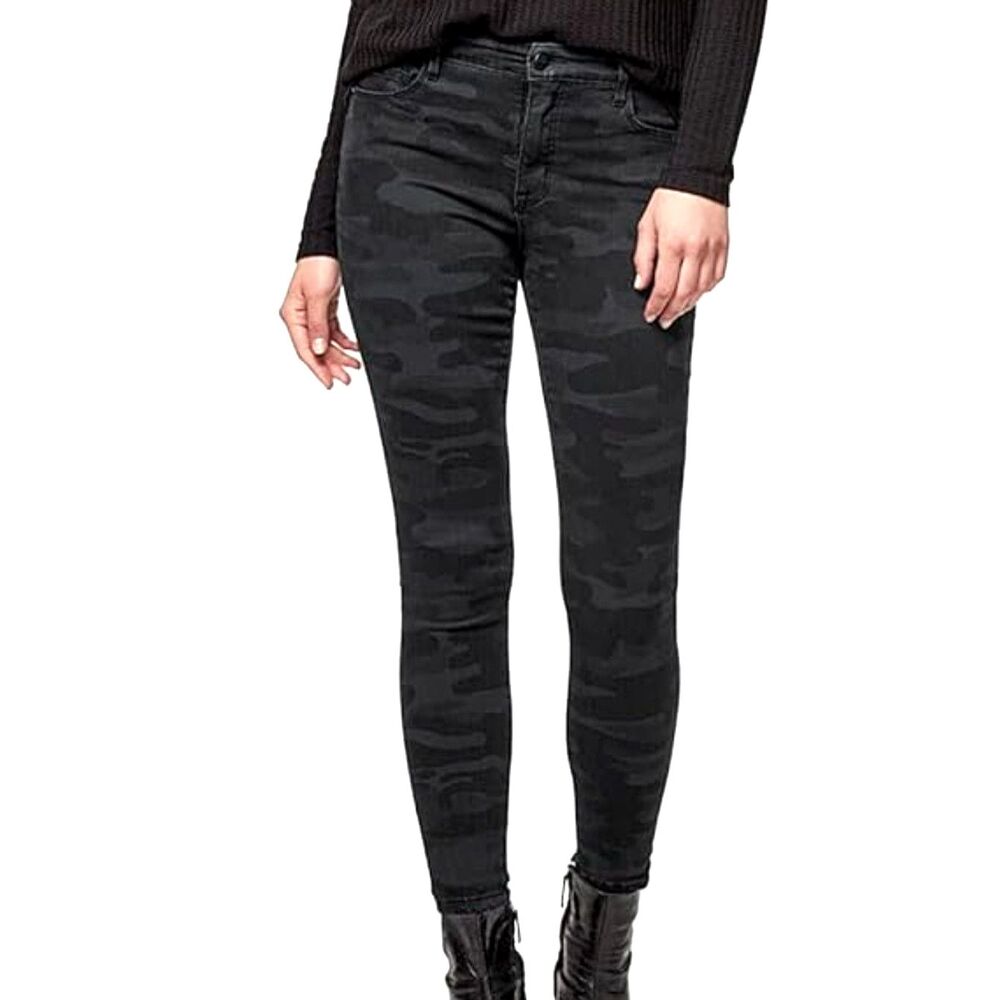 Sanctuary Social Standard Skinny Ankle Jean Women's Size 8 Black Prosperity Camo